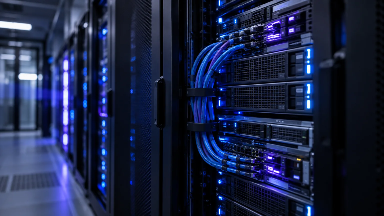 Blau beleuchtete Serververbindungen
